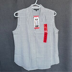 NWT Adrianna Papell Black & White Geometric Sleeveless Blouse | Multi Sizes (S M